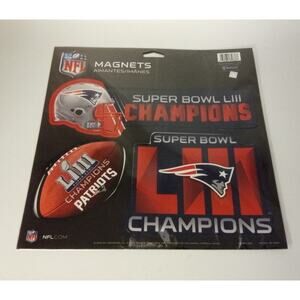 New England Patriots Super Bowl LIII Champs 3 Pack Vinyl Magnets